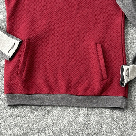 Ampersand Ave Hoodie Womens Small Red Gray Quilted Pullover Pockets Stretch - Picture 2 of 12